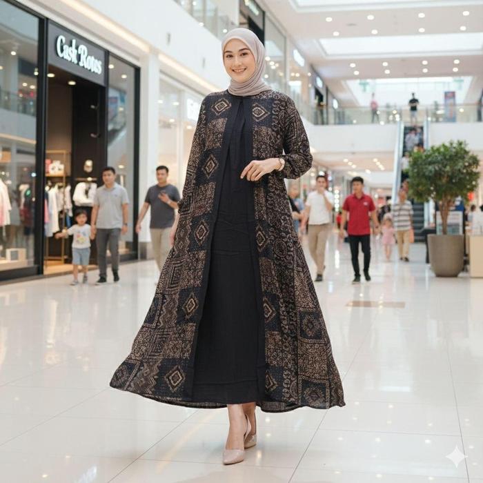 Gamis Abaya Syarifah Batik Pekalongan Rayon Tebal - Model Terbaru Lebaran 2025 - Motif, Remaja, Hita