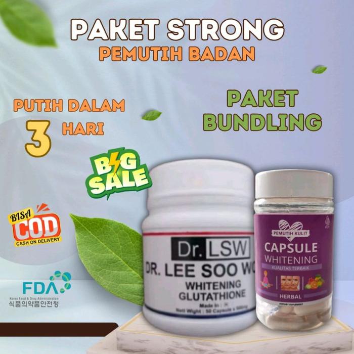 (PUSAT) GLUTATHIONE PAKET STRONG TERLARIS NO 1 CAPSULE WHITENING KOMBINASI DR.LEE SOO WOOK PALING AM