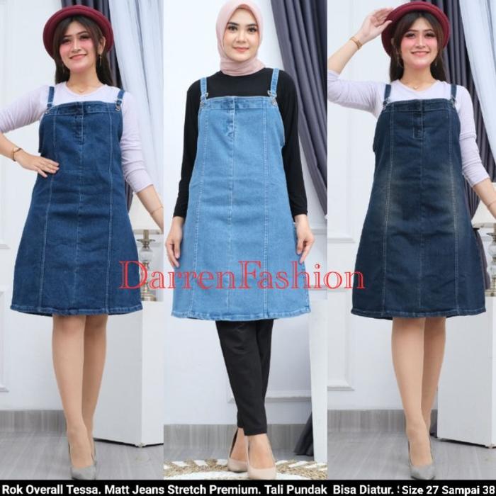 Rok Overall Jeans Tessa Stretchy . Rok Jeans Overall Tessa . Rok Overal Pendek . Overal Jeans Stretc