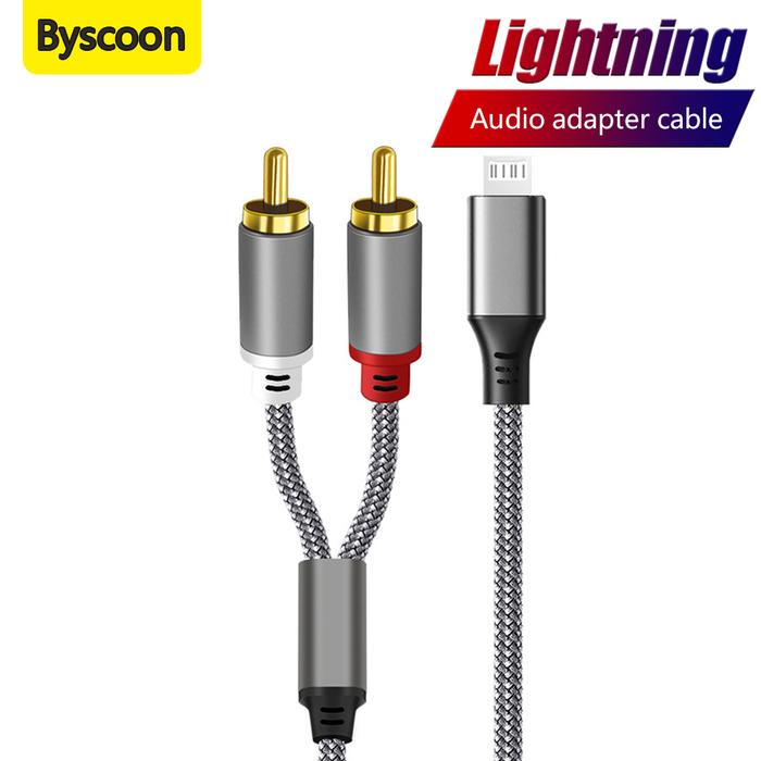 Byscoon Lightning to RCA Cable Audio Aux Adapter for 1 iPhone 14 13 12 11 pro max for Power Amplifie