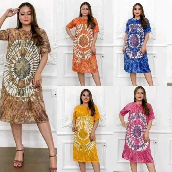 daster kaos kekinian/daster abstrak Nyaman Kain Wanita Motif Tidur  Panjang