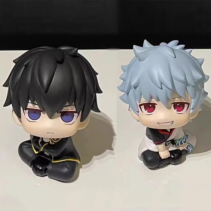 10cm Cartoon Hijikata Figure Sitting Toys Gintama Toshiro Look Up Figure Sakata Gintoki Q Version PV