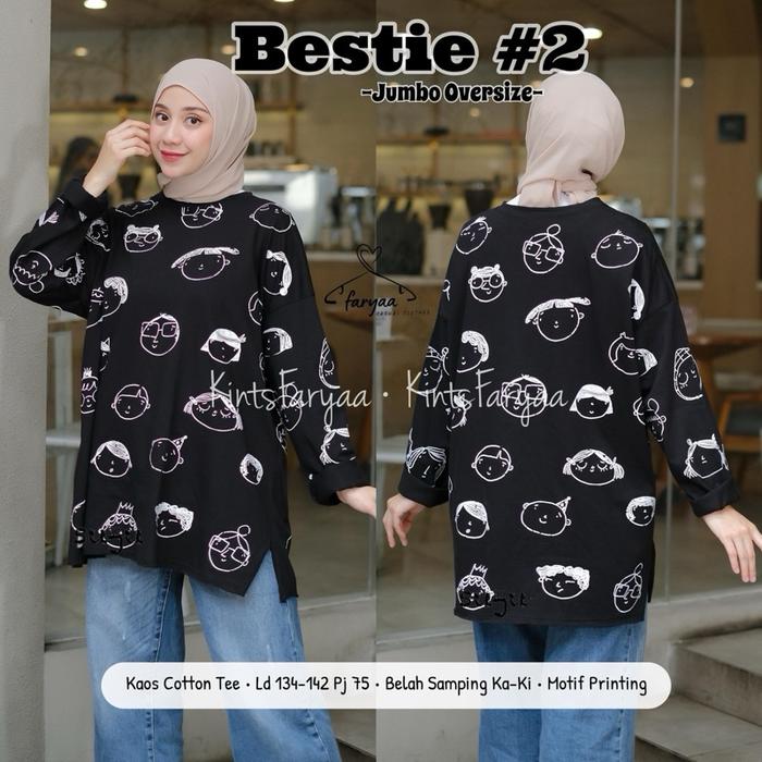 BESTIE #2 Oversize LD 130-140cm Pb 75cm / Atasan Wanita / Baju Cewek / Kaos Jumbo / Kaos Oversize / 