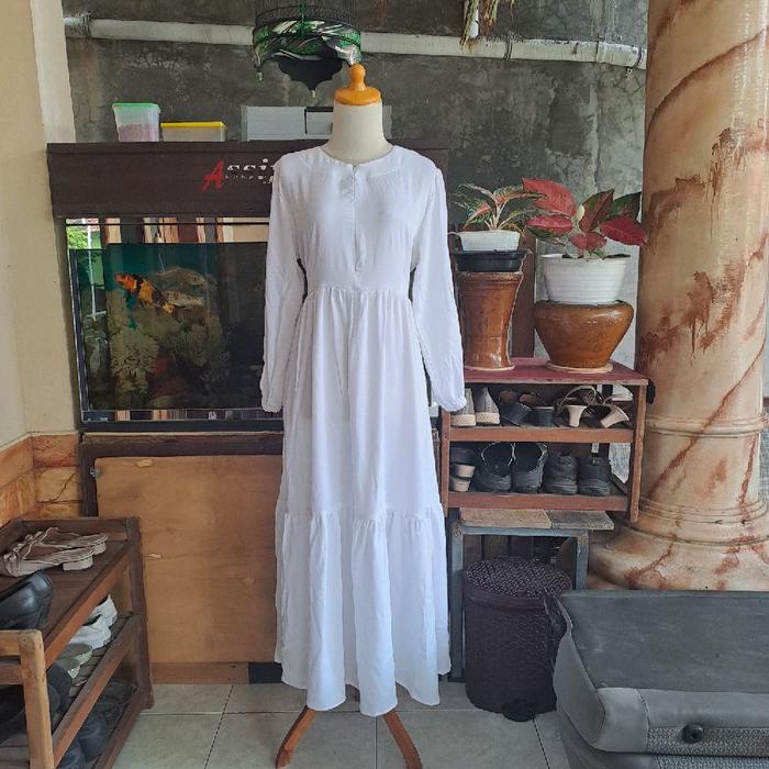 gamis rayon twill putih polos