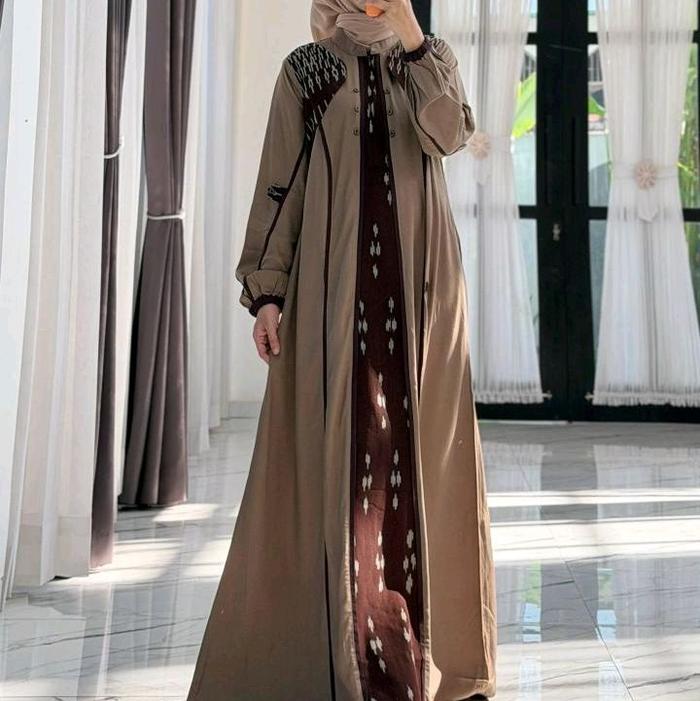 dress ori Anjani store Gamis mocca etnik