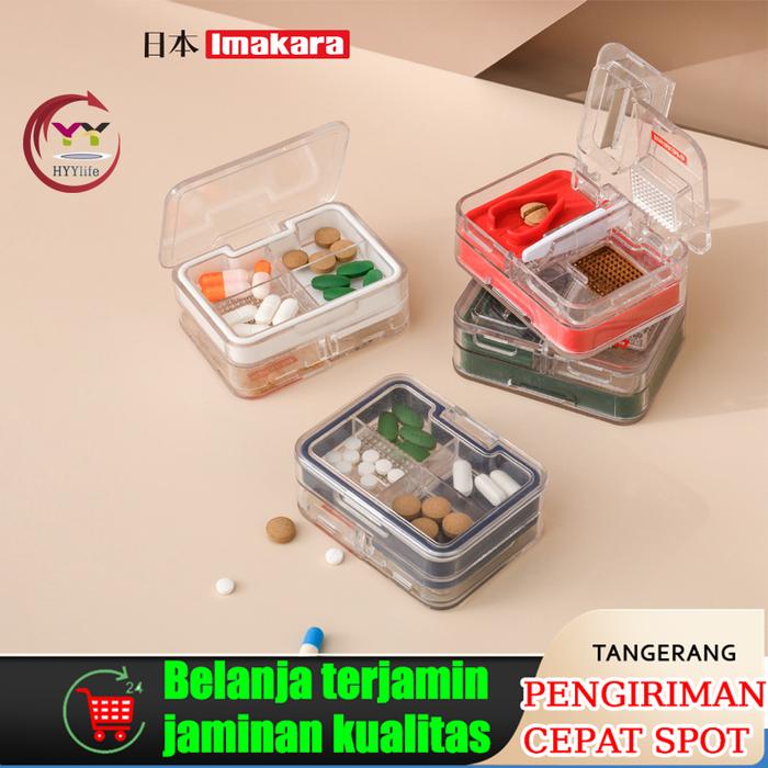 3 in 1 Japan Pemotong Obat Alat Pemecah Obat Kotak Obat Tempat Obat
