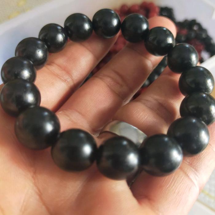 Kokka Jawa Gelang Tasbih Jumbo Hitam Berkualitas Tinggi untuk Meditasi dan Perlindungan