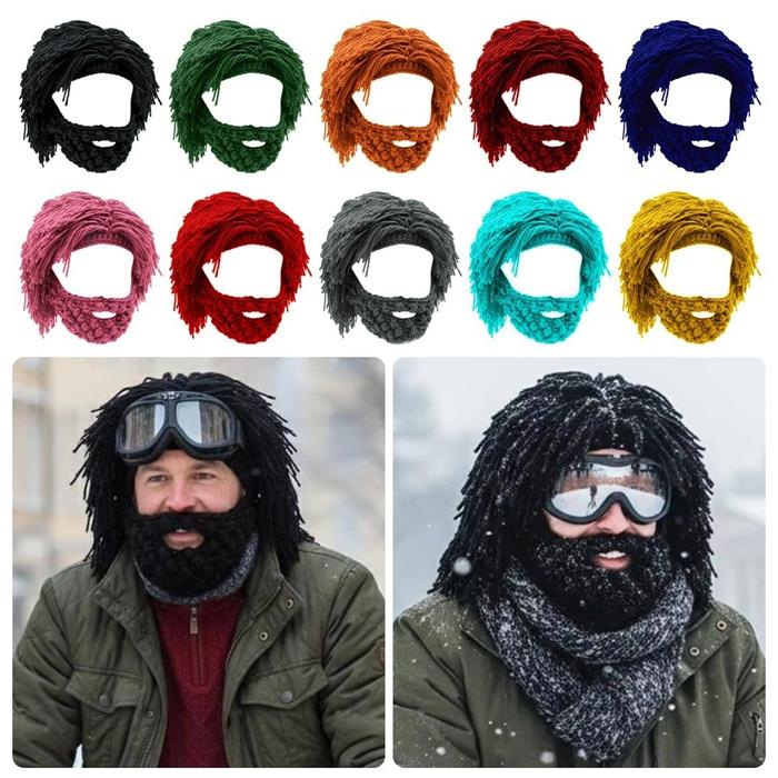 Creative Funny Knitted Cap Punk-style Handmade Knit Wig Beard Hat Warm Mad Scientist Hat Winter Seas