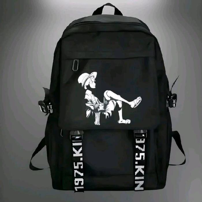 Backpack Tas Ransel Pria Wanita Warna Hitam Polos Bahan Kanvas Premium Kuat & Tebal, Desain Minimali