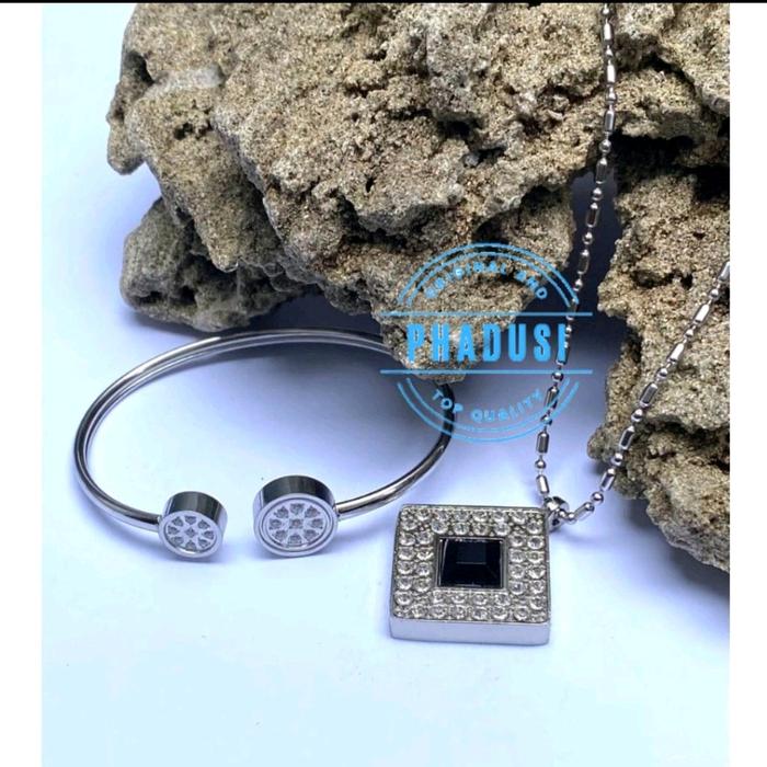 Kalung Kesehatan Pria & Wanita Mci Pendant Bio Magnet Original Liontin Batu Hitam Kristal Permata Pe