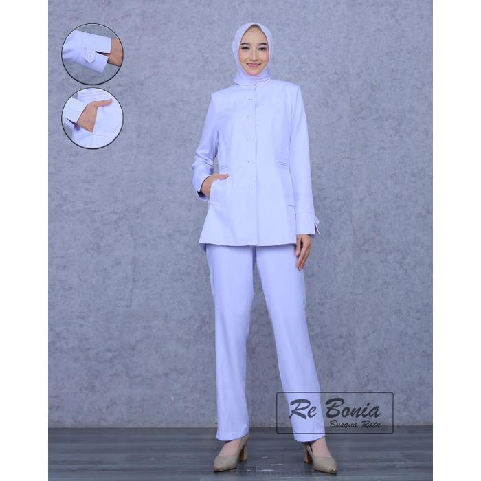 Seragam Re Bonia Baju Dinas Pdl Putih Wanita Seragam Perawat Seragam Puskesmas Baju Dinas Asn,Pns,Gu