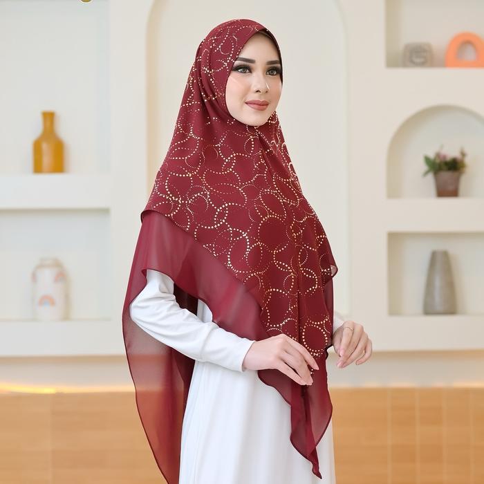 Khimar 2 Layer Nitika N-202 Babydoll France Voil Warna Gold - Cantik Panjang Soft  Muslim Jilbab Sya