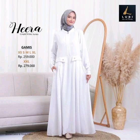 GAMIS LUBI HEERA White Gamis Wanita Dewasa Muslimah Gamis Lubi