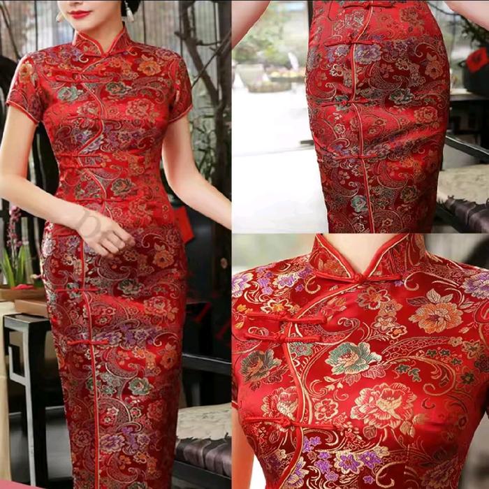 Gaun Cheongsam Import Imlek Wanita Shanghai Model Midi Casual Dewasa Mini Remaja Pendek Pesta Kondan
