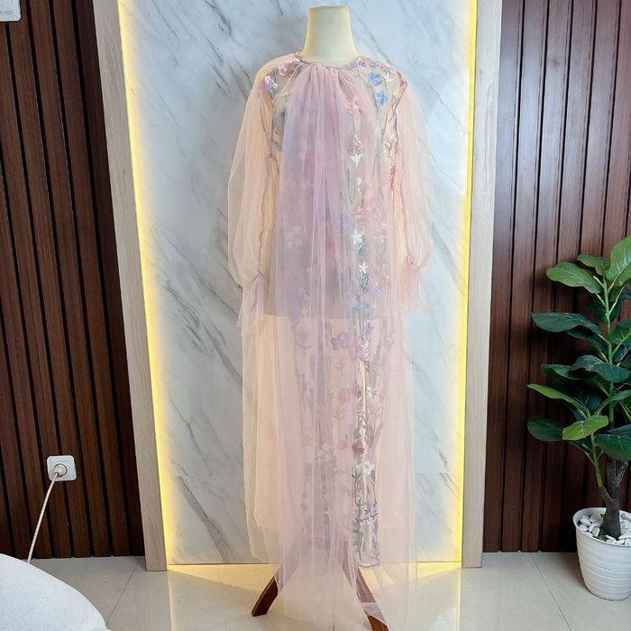 Delova Wardrobe TANIA DRESS Tile Modern Pesta Tile Premium L Embroidery Brocade Brukat Gn Lebaran Id