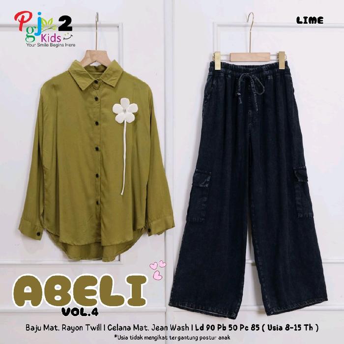 blouse remaja motif set celana jeans kulot abeli #4 by pgj2 usia 8-15 tahun terbaru