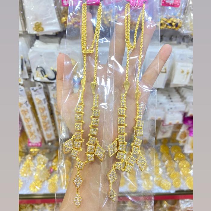 kalung cantik manis Permata mirip emas asli bahan lapis emas 24k panjang 60-70cm