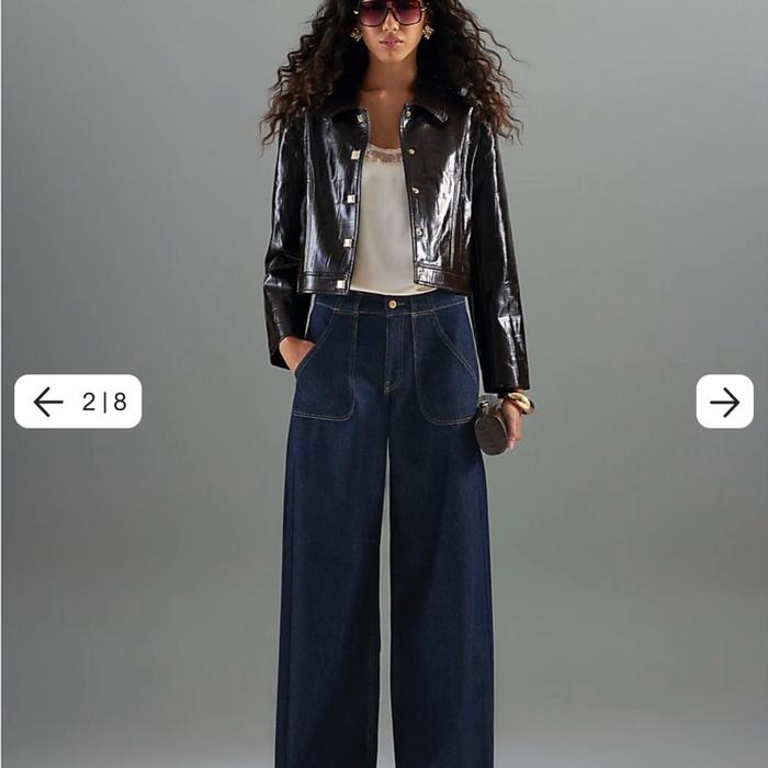 Celana Jeans Import Merk Inggris “River Island” Dark Denim Wide Leg UK Size 14(Indo Size 31)