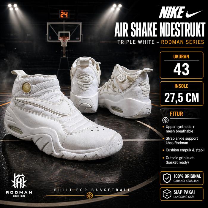 Nike Air Shake Ndestrukt Triple White rodman