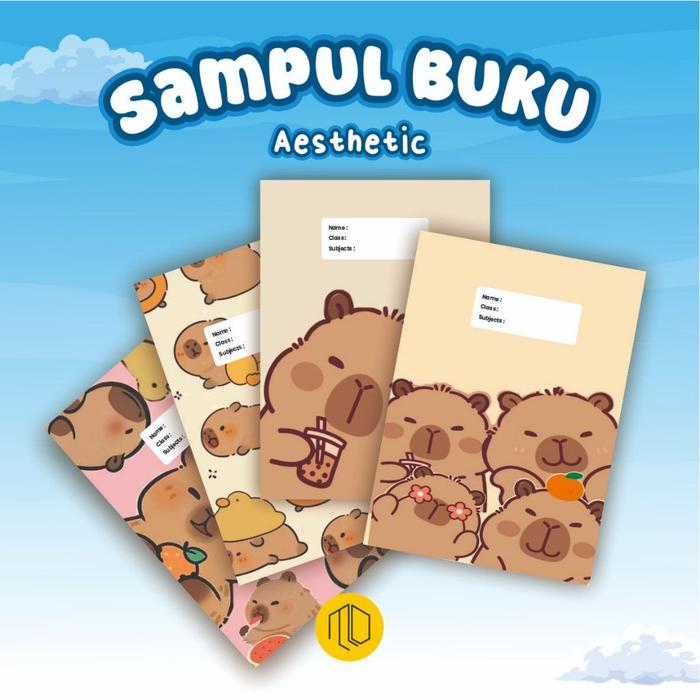 Sampul Buku Aesthetic Isi 10 Pcs / Sampul Buku Motif Capibara Kapibara / Sampul Buku Estetik / Sampu