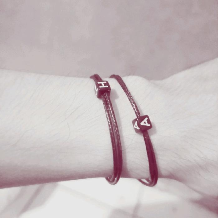 Gelang Couple Hitam |Gelang Hitam Inisial |Gelang Inisial Huruf Elegan Tali