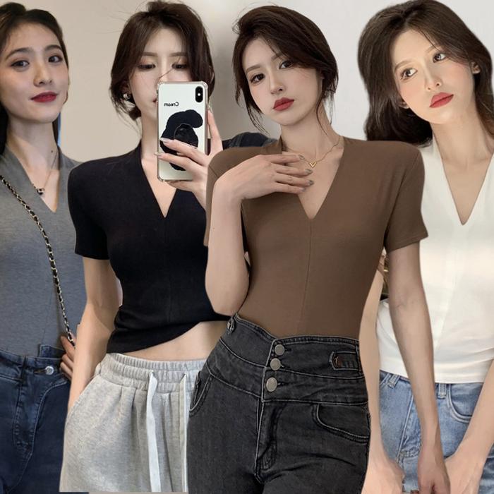 T-shirt Lengan Pendek untuk Wanita, Kemeja Kecil Populer Musim Panas, Versi Korea, Nafsu Murni, Kere