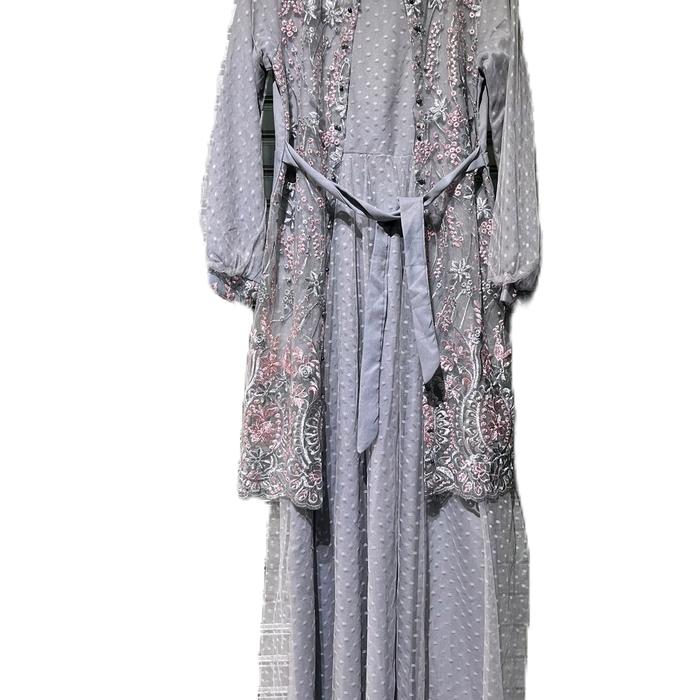 GAMIS BRUKAT TILLE DOT PREMIUM TERBARU ABANG ADEK FULL PURING GAMIS SULTAN BRUKAT MODEL CARDIGAN MAL