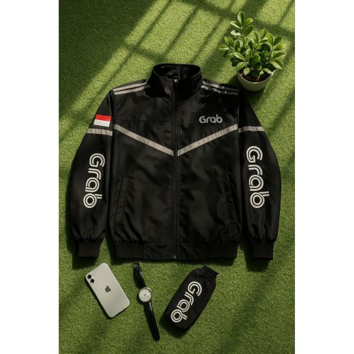 JAMINAN KUALITAS PROMO MURAH! JAKET DRIVER GRAB BORDIR HITAM TASLAN M-XXL TERMURAH BEST SELLER