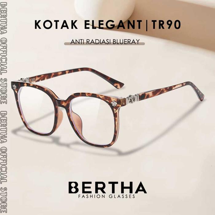 Bertha Kacamata Anti Radiasi Blueray Bisa Minus Pria Wanita Style Kotak Korea Kekinian Bahan TR90 Ri