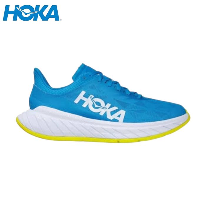 ￼Sepatu Lari Hoka One One Carbon X2 Blue Yellow White