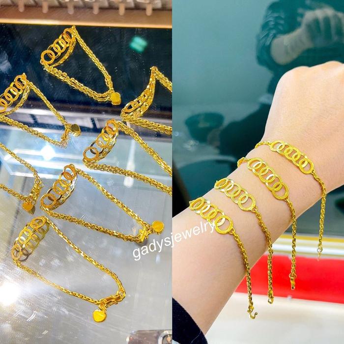 gelang audi viral Lapis Emas 24krt Crum Emas Muda 18gram gelang Cewek Replika Premium Gold