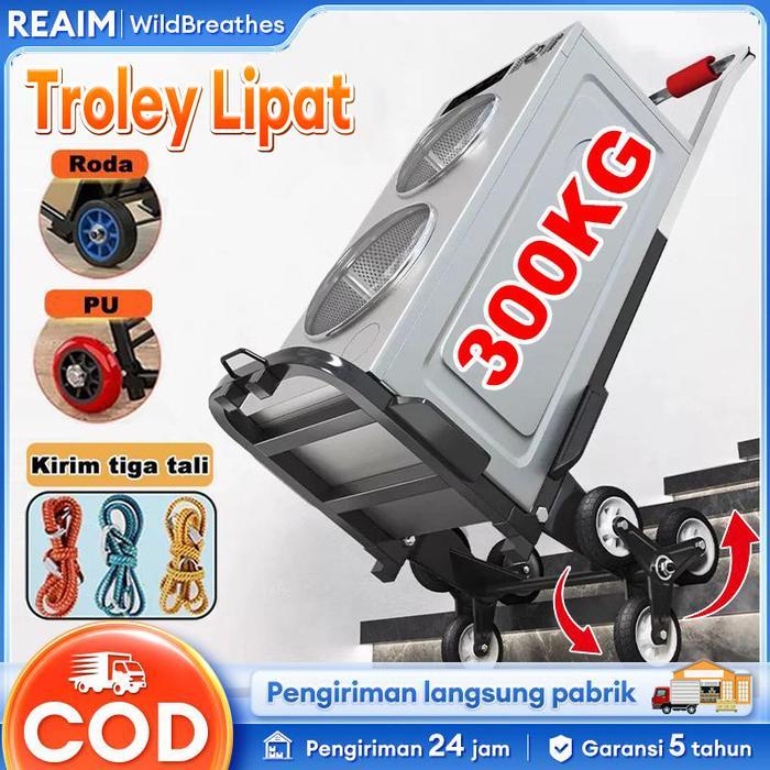 new - 【pengiriman hari ini】troley lipat bahan besi trolley troli troly lipat besi galon tabung g