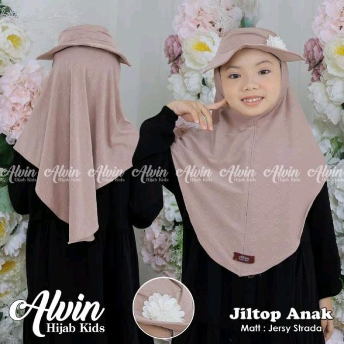 bergo hijab anak + topi by alvin hijab kids