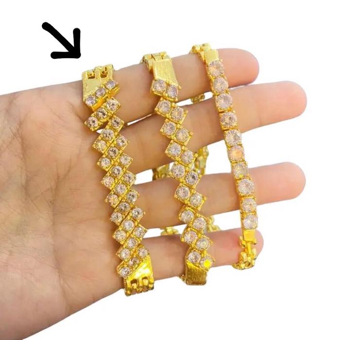 “Gelang Dara permata baris 3 bahan suasa lapis emas mirip emas asli