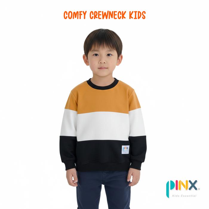 SALE!! PinxKids - Sweater Crewneck Anak Unisex Comfy usia 1 - 10 tahun Twotone Dark Harvest