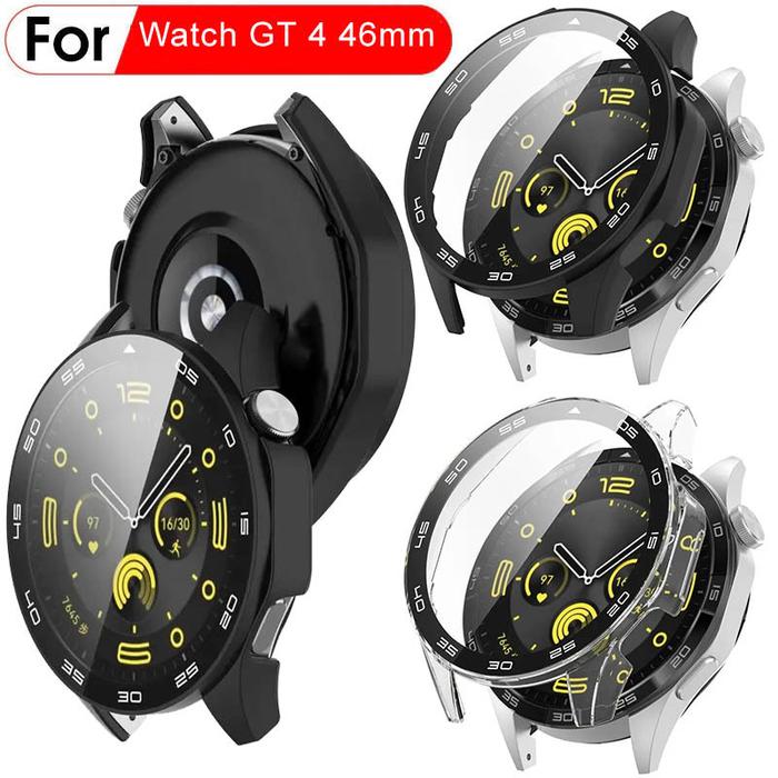 Hard 2 in 1 Case n Tempered Glass Huawei Watch GT 4 46mm - Full Casing Clear Screen Cover Protector
