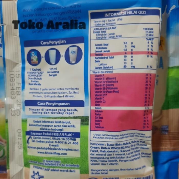 Susu Frisian Flag Kompleta Bubuk Saet Vanila 30gr - 12 Renceng - 1 Dus