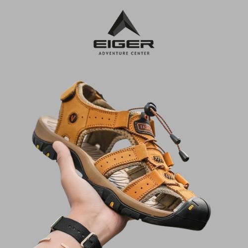 Eiger - Sandal Gunung MTB Sendal Pria Gunung Hiking Touring Cowok Waterproof Kulit Asli Outdoor Taha