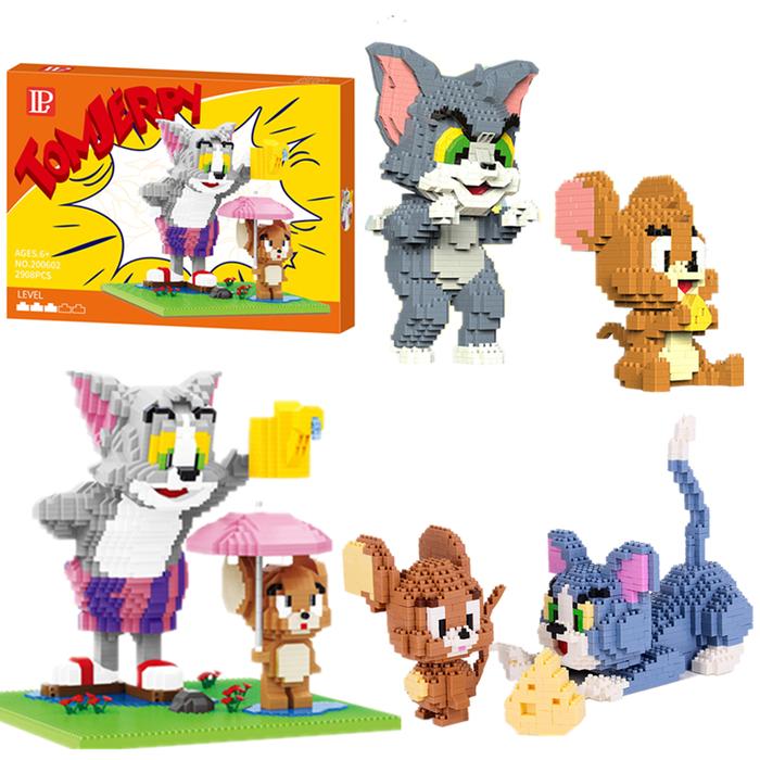 Anime Model Bricks Mini Pet Cat And Mouse Micro Building Blocks Toy