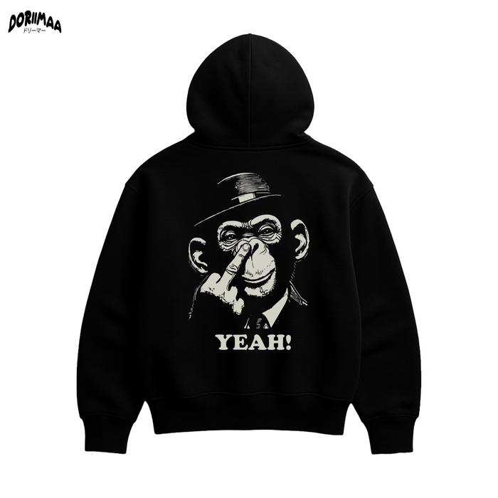 DRMA | HOODIE OVERSIZE UNISEX | YEAH - HITAM style Hoodies & Sweaters oversized hoods balaclava hudi