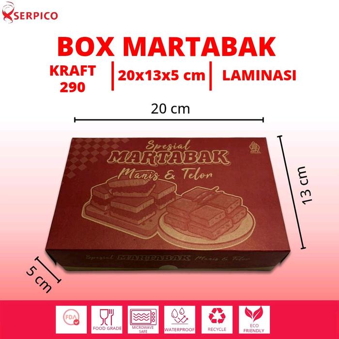 (25 pcs) Dus Box Martabak | Kotak Martabak | 20x13x5 cm | Kraft 280