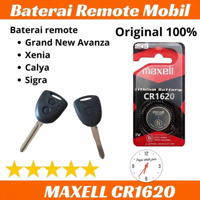 Maxell Baterai Remote Mobil  CR1620 Original 100% untuk Grand New Avanza Xenia Calya Sigra Tahun 201