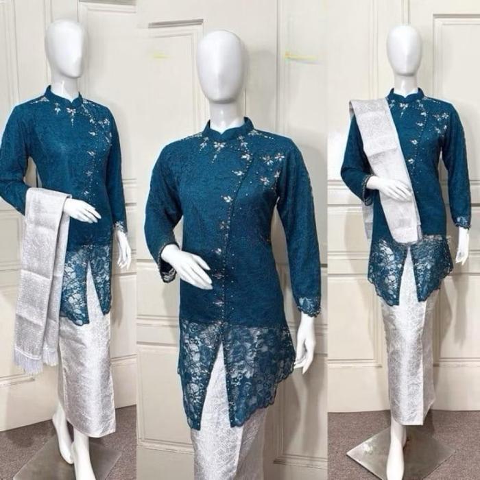 Mallfa Kebaya • Setelan Kebaya Janggan Brokat Jumbo Ld 130 Baju Kondangan Termewah Elegan Plus Rok S