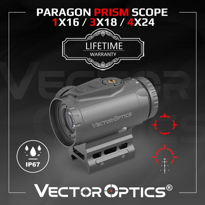 Vector Optics Paragon 1x16/3x18 Micro Prism Scope With Long Eye