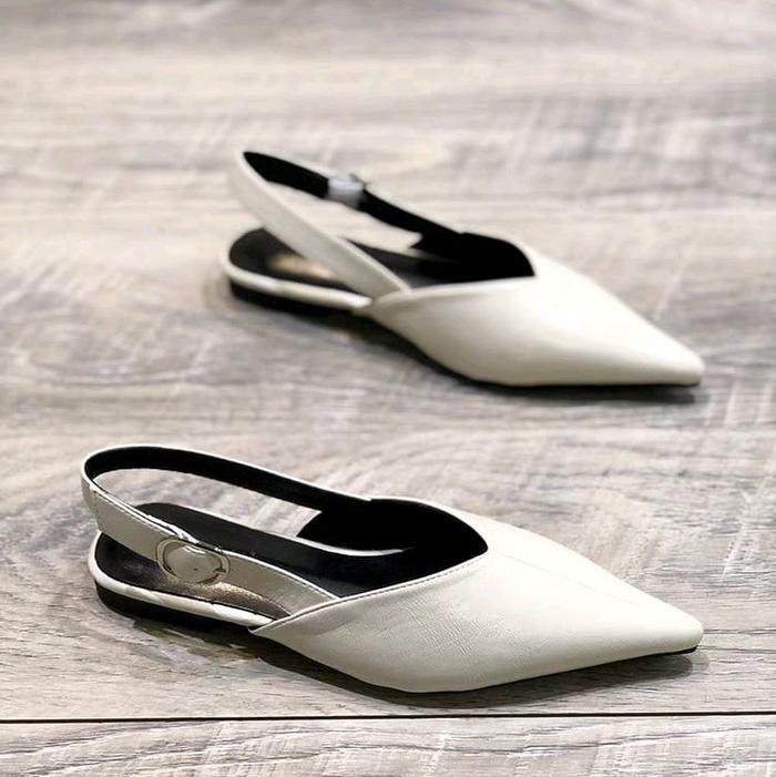 Sepatu teplek gesper satu sr07 tatak hitam zelia Shoes Wanita Kerja Flat