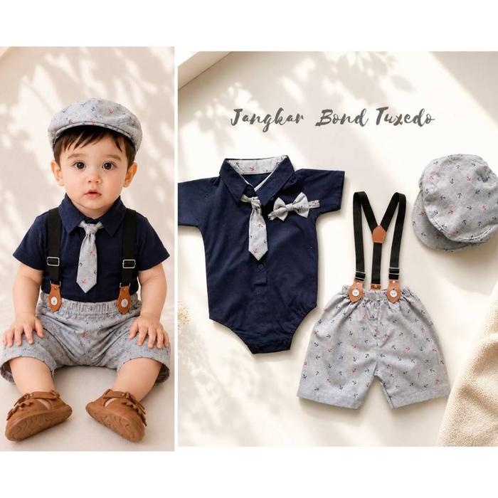 Baju setelan jumper celana topi suspender pergi fashion anak paus Baby At Work JANGKAR mr john capta