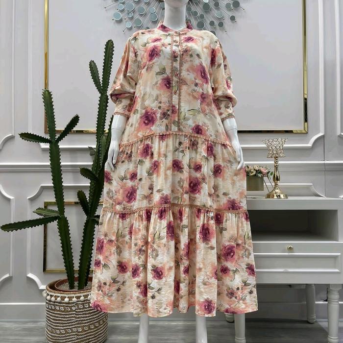 Midi dress salvina crespo motif bunga