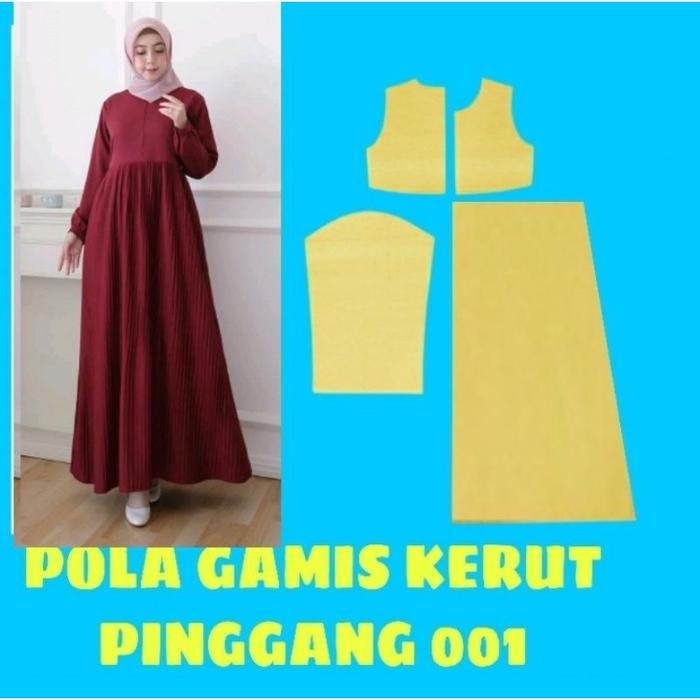 Pola Gamis Kerut Pinggang 001 Kertas Samson Coklat