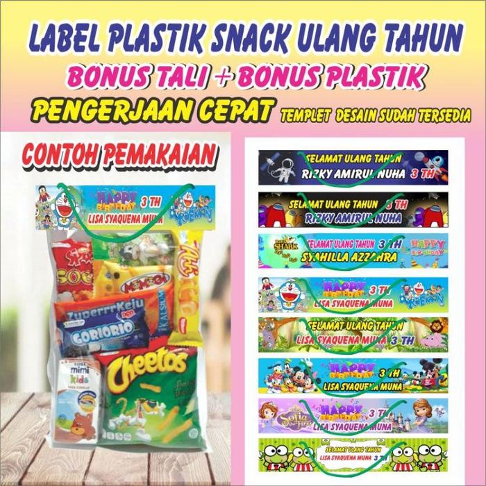 TAS label snack Plastik Ulang Tahun - BESAR (20x35)