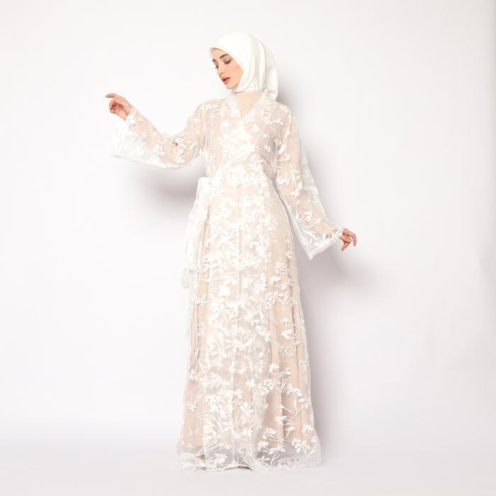 Robe organza motif bunga ( bahan polyester organza )